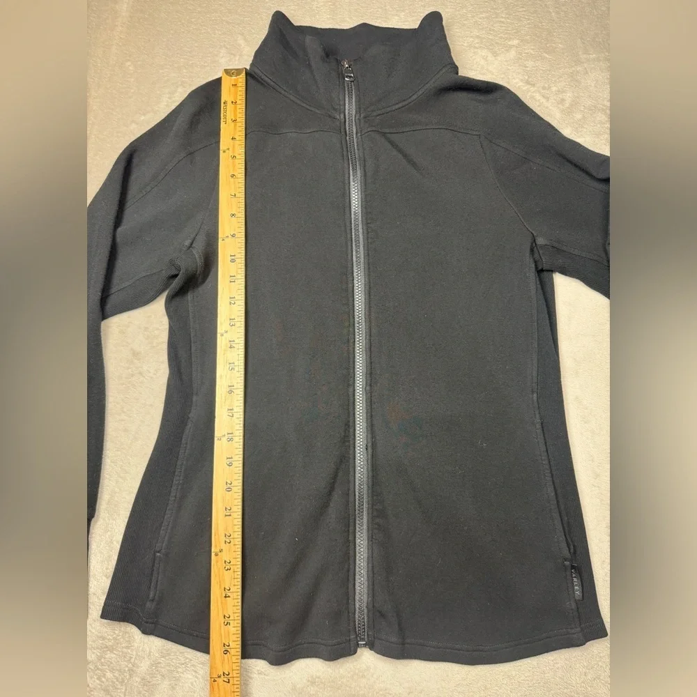 Varley Women’s Black Full Zip Mock Neck Ribbed Sides Athletic Jacket Size Large